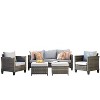 Ovios Tampa 5pc Wicker Outdoor Patio Furniture Conversation Sofa Set with Cushions - 2 of 4