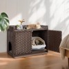 Hausource Handwoven Rattan Cat Litter Box Enclosure Hidden Furniture with Door & Removable Mat - 3 of 4