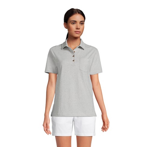 Lands' End Women's Short Sleeve Super T Polo - X-small - Gray Heather :  Target