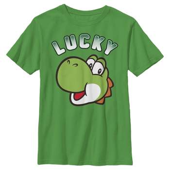 Boy's Nintendo Super Mario St. Patrick's Day Lucky Yoshi Retro T-Shirt