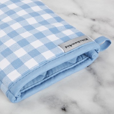 Blue Gingham Cotton Oven Mitt 2-Pack Set
