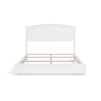 eLuxury Modern Off-White Wooden Bed Frame with Headboard