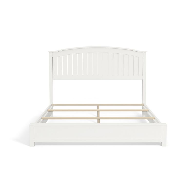 eLuxury Modern Off-White Wooden Bed Frame with Headboard, 1 of 8