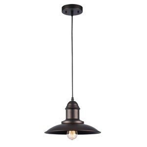Chloe Lighting Mycroft Industrial-Style 1 Light Rubbed Bronze Ceiling Mini Pendant 12" Wide - 1 of 4