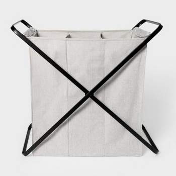 Folding X-Frame Triple Sorter Hamper Matte Black - Brightroom™
