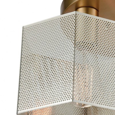 Contemporary Hexagonal 3-Light Semi-Flush Mount in Polished Nickel