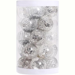 25 Pcs Christmas Ball Ornaments, 2.36 Inch Clear Christmas Tree Decorations, Shatterproof PVC Halling Balls Ornaments Set - 1 of 4