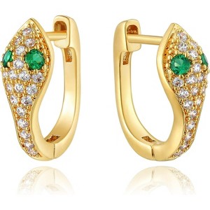 Dremmy Studios CZ Huggie Hoop Earrings | 14K Gold Plated, Chunky & Minimalist Gift - 1 of 4