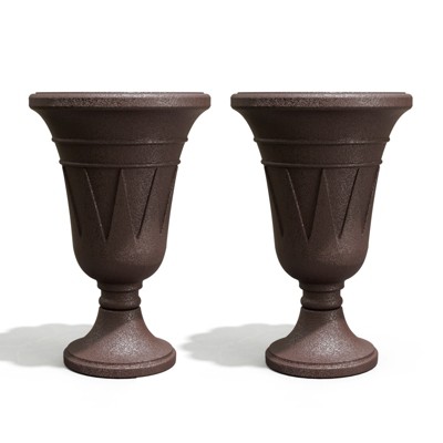 DSVIMOY Planter, 2PCS Indoor Outdoor Garden Planter, Trophy Flower Pot for Flowers, Herbs, Plants, Brown, 15.76"*15.76"*23.64"