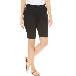 Jessica London Women's Plus Size Comfort Waist Stretch Denim Bermuda Short - 1 of 4