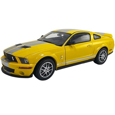 2007 Ford Shelby GT500 Yellow with Silver Stripes "Shelby Collectibles" Series 1/64 Diecast Model Car by ACME