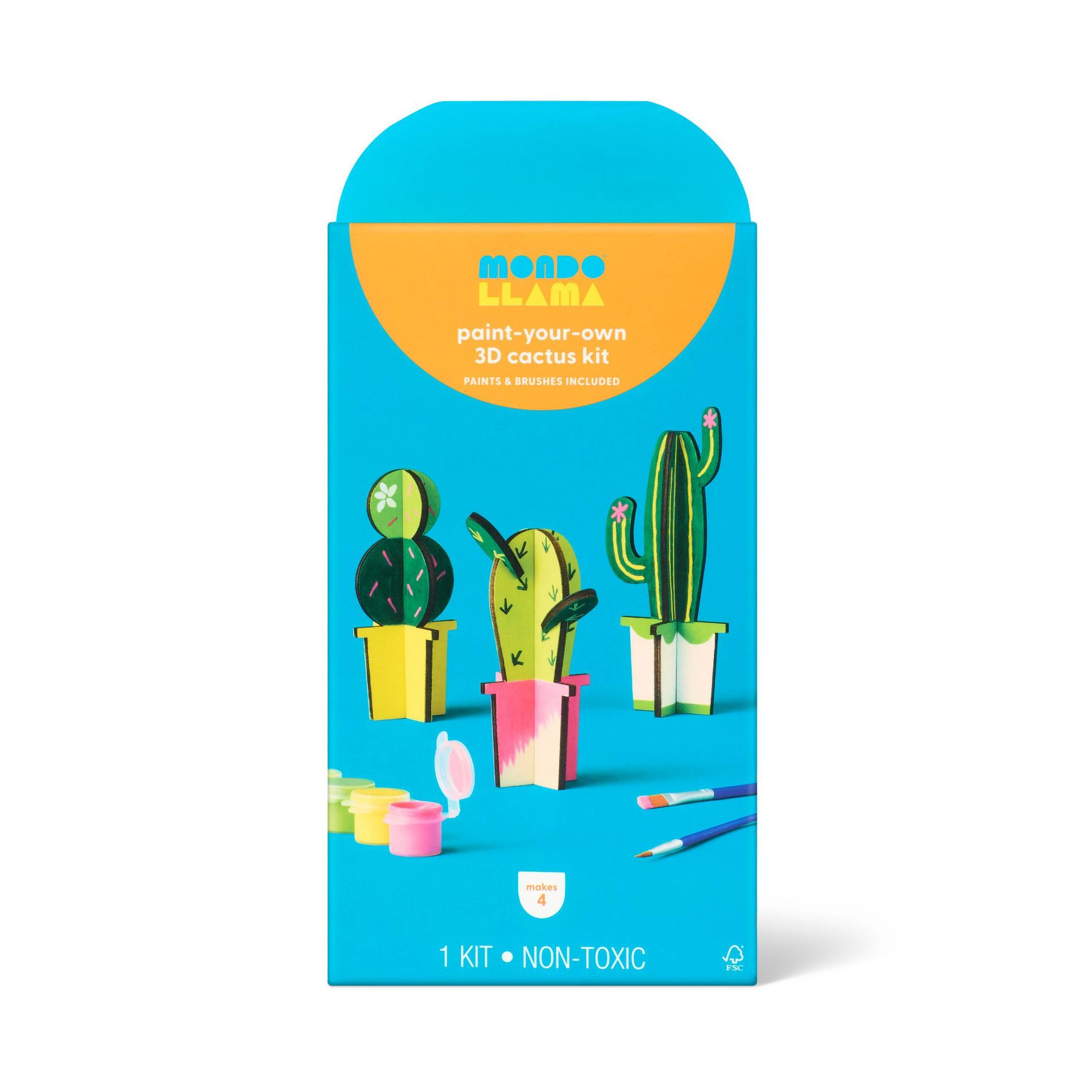 3ct Summer Craft 3D Cactus Painting Activity Kit - Mondo Llama™
