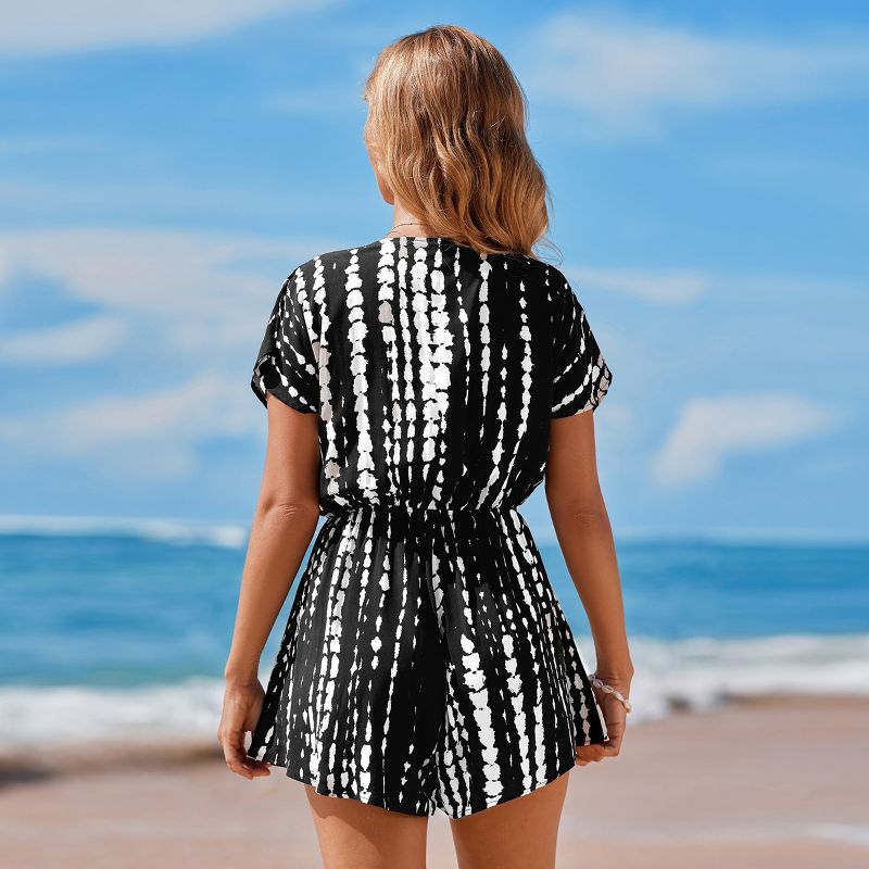 Women's Black-and-White Abstract Surplice Romper - Cupshe, 4 of 7