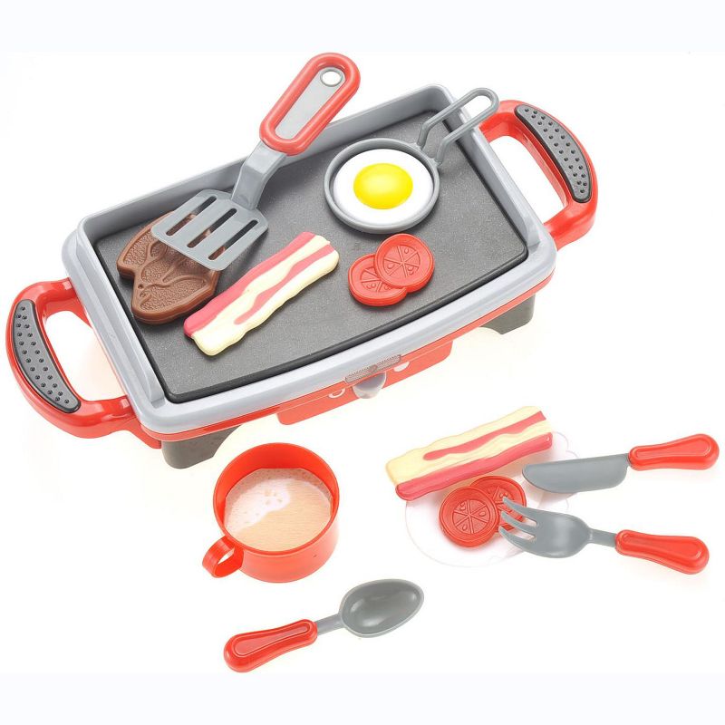 Link Worldwide Little Chef Breakfast Griddle Electric Kitchen Grill Pretend Food Playset - Red/Gray, 1 of 13