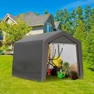 8 x 12 FT Outdoor Storage Shelter Shed, Portable Garage Shelter with Roll up Zipper Door, Heavy Duty Storage Tent Shed for Motorcycle Gardening Tools - 1 of 4