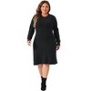 Agnes Orinda Women's Plus Size Crew Neck Long Sleeve Fall Fashion Knit Midi Pullover Sweater Dresses - 3 of 4