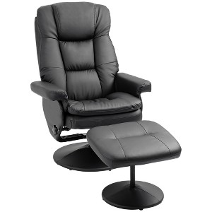PU Leather Swivel Reclining Chair with Footrest for Living Room, Bedroom and Home Office, Recliner and Ottoman Set - 1 of 4