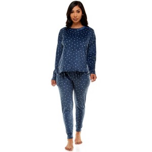 Emerson Road NYC Womens Velour Long Sleeve Top & Paneled Pant Loungewear Set - 1 of 3