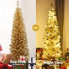 Tangkula 6ft Champagne Slim Pencil Tree Tinsel Unlit Christmas Tree Artificial 520 Branch Tips - 4 of 4