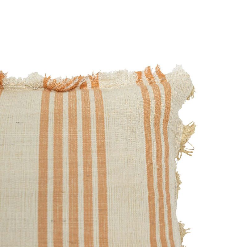 Hand Woven Coral Striped Lumbar Pillow Jute & Cotton With Polyester Fill by Foreside Home & Garden, 4 of 7