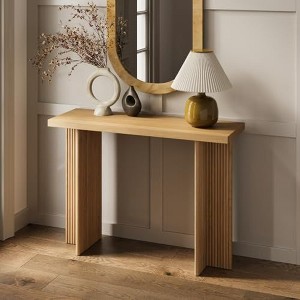 Stead Fluted Console Table - Small Entry Table for Narrow Spaces - Living Room Furniture - Solid Wood Entryway Table - 1 of 4