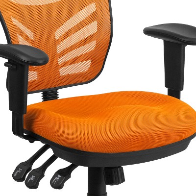 ErgoFlex Mid-Back Orange Mesh Swivel Office Chair with Adjustable Arms