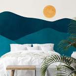 Teal Mountain Landscape by Modern Tropical - Peel & Stick Wall Mural