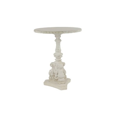 Farmhouse Fiberglass and Chinese Fir Accent Table White - Olivia & May