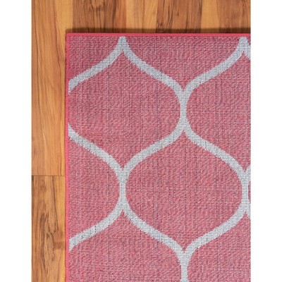 Pink Trellis Synthetic Easy Care Runner Rug