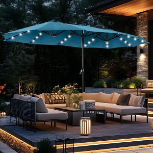 Captiva Designs 15' x 9' Rectangular Outdoor Patio Market Umbrella with Extra Large Base and Sand Bags - 1 of 4