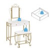 FONTOI 19"W Vanity Table Set with Mirror and Stool Multiple Drawers for Girls Women Bedroom Dressing Room, White Gold, 35.04"*19.09"*10.43" - 3 of 4