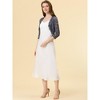 INSPIRE CHIC Women's Elegant 3/4 Sleeve Sheer Floral Lace Open Front Crop Shrug - 3 of 4