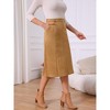 INSPIRE CHIC Women's Faux Suede Elastic High Waist A-line With Pockets Midi Skirt - 3 of 4