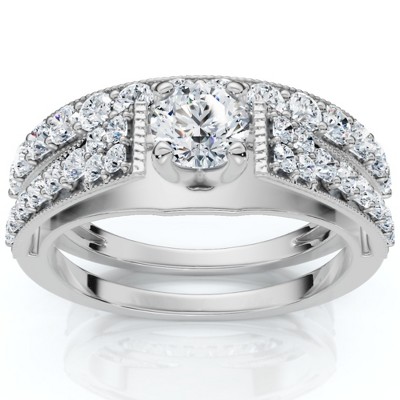 Pompeii3 1Ct TW Vintage Engagement Wedding Ring Set Lab Created 14k Gold