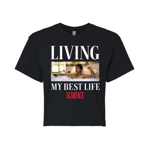 Women's - Scarface - Living My Best Life Cropped Graphic T-Shirt - 1 of 4