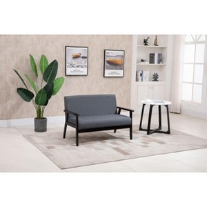 TiramisuBest 45" Dark Gray Loveseat with Solid Wood Frame, Espresso Arms, Full Foam Cushion for Living Room and Bedroom - 1 of 4