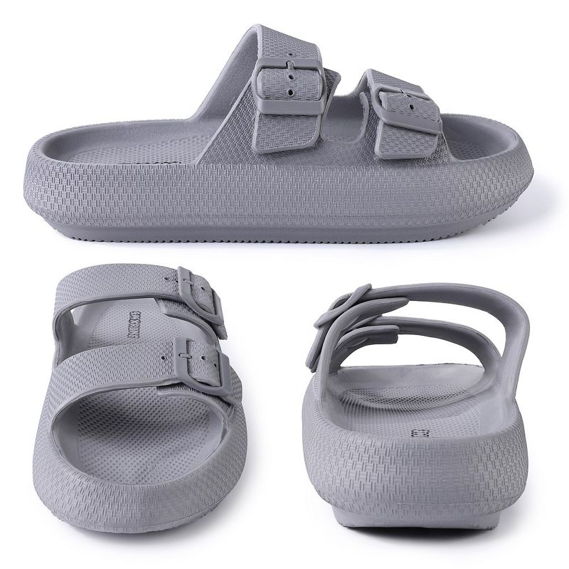 Cloud Slides Double Buckle Adjustable Summer Beach Pool Pillow Slippers Thick Sole Cushion EVA Sandals for Men, 2 of 10