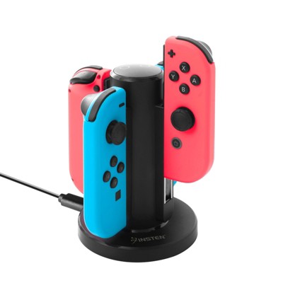 Photo 1 of Insten Joy Con Charger for Nintendo Switch and OLED Model 4 in 1 Joy-Con Charging Station Dock with LED Charge Indicator for Switch JoyCon Accessories