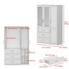 Hitow White Armoire Combination Wardrobe Modern Minimalist Style Embossed Lines - 3 of 4