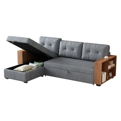 NicBex Pull Out Sectional Sofa L-Shaped Convertible Couch with Storage Chaise and Armrests for Living Room,Apartment,Office