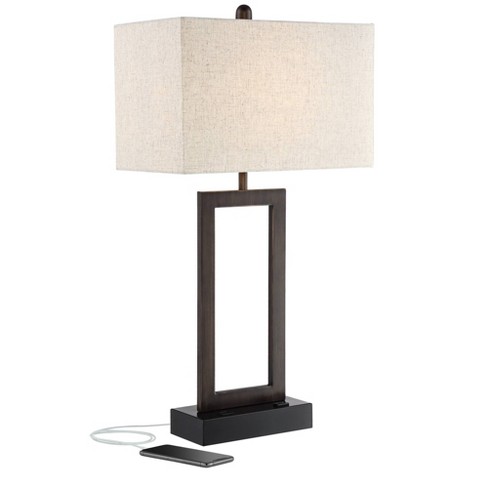 een experiment doen hoofdkussen opladen 360 Lighting Todd Modern Table Lamp 30" Tall Bronze Rectangular With Usb  And Ac Power Outlet In Base Oatmeal Fabric Shade For Living Room Office  House : Target