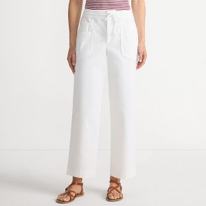 Lands' End Women's Herringbone Chino High Rise Relaxed Straight Drawstring Ankle Pants - 1 of 4