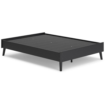 Charlang Black Wood Frame Full Platform Bed with Drawer