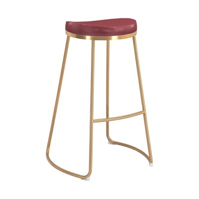 Set of 2 Filbert Barstools Burgundy/Gold - ZM Home