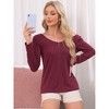 cheibear Women's Long Sleeves Zipper Up Pullover Solid Round Neck Pajama Tops - 2 of 4