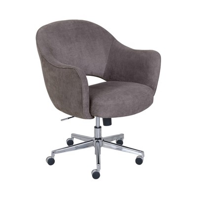 Gray Fabric Swivel Home Office Chair with Chrome Accents