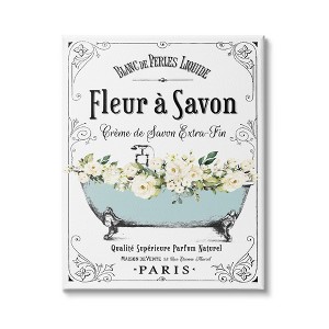 Stupell Industries Vintage Parisian Bathroom Advertisement Floral Blue Tub - 1 of 4