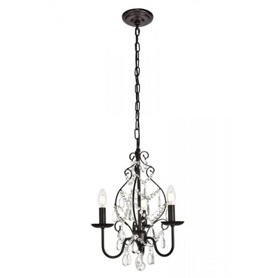 Elegant Lighting BLAISE Collection Pendant D15 H20 Lt:3 Oil rubbed bronze Finish