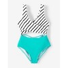 PATPAT Family Matching Swimwear Mommy and Me Colorblock Striped Spliced One-Piece Swimsuits Swim Trunks Shorts - 4 of 4