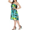 LA LEELA Women's House Daily Routine Evening Wear Boho Backless Smocked Mini Swing Dress Tube Top Strapless Dresses for Women One Size Blue, Tree - 2 of 4